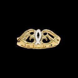 14K Two Tone Gold Fish Ringtwo 