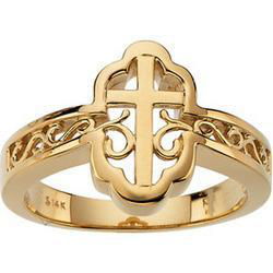 14K Yellow Gold Cross Ringyellow 