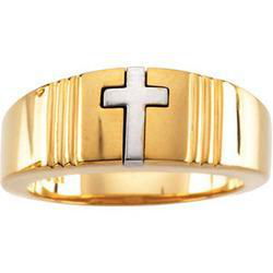 14K Two Tone Gold Cross Bandtwo 