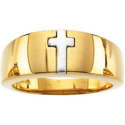 14K Two Tone Gold Cross Bandtwo 