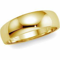 18K Yellow Gold Half Round Tapered Band - 6mmyellow 