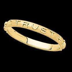 14K Yellow Gold Jesus I Trust In You Ring - Size 9yellow 