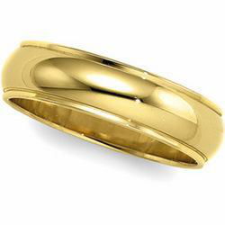 14K Yellow Gold Half Round Edge Band - 6mmyellow 