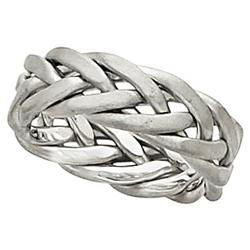 14K White Gold Bridal Hand Woven Bandwhite 