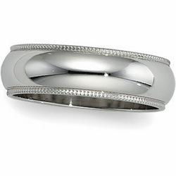 14K White Gold Milgrain Band - 8mmwhite 