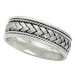 14K White Gold Bridal Hand Woven Bandwhite 