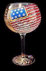 America's Flag Design - Hand Painted -  Goblet - 12.5 oz.america 