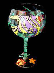 Angel Fish Design - Hand Painted - Goblet - 12.5 oz. - 12.5 oz.angel 