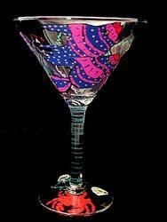 Angel Fish Design - Hand Painted - Grande Martini - 7.5 oz. - 10 oz.angel 