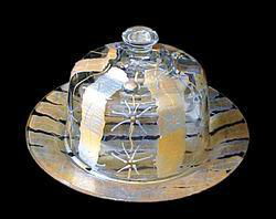 Angel Wings Design - Hand Painted - Cheese Dome and Matching 10 inch Plateangel 