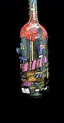 Beach Party Design - Hand Painted - Wine Bottle with Hand Painted Stopperbeach 