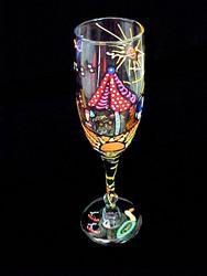 Beach Party Design - Hand Painted - Flute - 6 oz.beach 