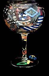 Beach Party Design - Hand Painted - Goblet - 12.5 oz.beach 