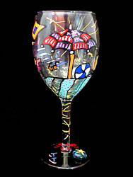 Beach Party Design - Hand Painted - Grande Wine - 16 oz..beach 