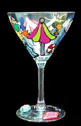 Beach Party Design - Hand Painted - Martini - 7.5 oz.beach 