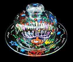 Hanukkah Happiness Design - Hand Painted -Cheese Dome and Matching 10 inch Platehanukkah 