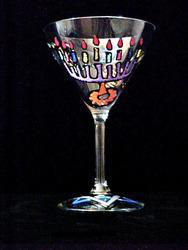Hanukkah Happiness Design - Hand Painted -Martini - 7.5 oz.hanukkah 