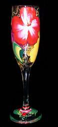 Hibiscus Design - Hand Painted - Flute - 6 oz.hibiscus 