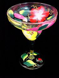 Hibiscus Design - Hand Painted - Margarita - 9 oz.hibiscus 