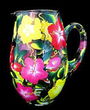 Hibiscus Design - Hand Painted - Margarita/Beverage Pitcher - 67 oz.