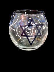 Jewish Celebration Design - Hand Painted - 5 oz. Votive with candlejewish 