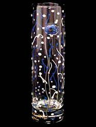 Jewish Celebration Design - Hand Painted - Large Cylinder Vase - 10 inches talljewish 
