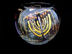 Jewish Fantasy Design - Hand Painted - 5 oz. Votive with candlejewish 