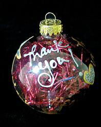Many Thanks Design - Hand Painted  - Heavy Glass Ornament - 3.25 inch diametermany 