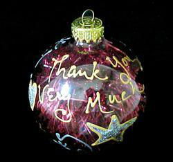 Many Thanks Design - Hand Painted - Heavy Glass Ornament - 2.75 inch diametermany 