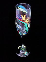 Bird of Paradise Design - Hand Painted - Flute - 6 oz.bird 