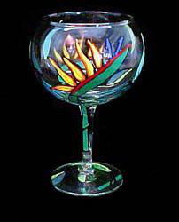 Bird of Paradise Design - Hand Painted - Goblet - 12.5 oz.bird 