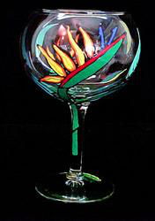 Bird of Paradise Design - Hand Painted - Grande Goblet - 17.5 oz..bird 