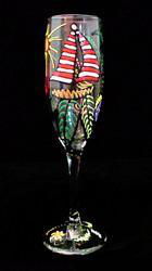 Caribbean Excitement Design - Hand Painted - Flute - 6 oz.caribbean 