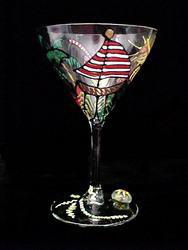 Caribbean Excitement Design - Hand Painted - Martini - 7.5 oz.caribbean 