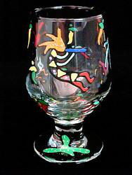 Chilies & Kokopelli Design - Hand Painted - High Ball - All Purpose Glass - 10.5 oz.chilies 