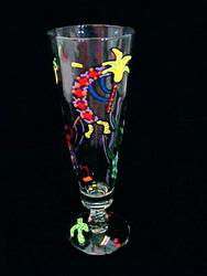 Chilies & Kokopelli Design - Hand Painted - Pilsner - 10 oz.chilies 