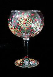 Christmas Trees Design - Hand Painted - Goblet - 12.5 oz.christmas 