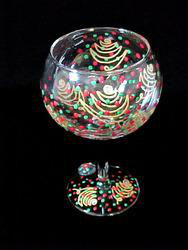 Christmas Trees Design - Hand Painted - Grande Goblet - 17.5 oz.christmas 