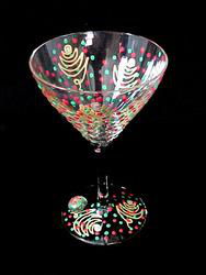 Christmas Trees Design - Hand Painted - Martini - 7.5 oz.christmas 