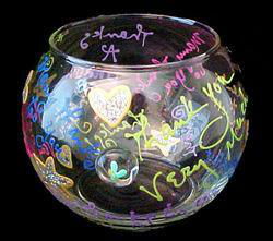 Colorful Thanks Design - Hand Painted - 19 oz. Bubble Ball with candlecolorful 