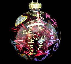 Colorful Thanks Design - Hand Painted - Heavy Glass Ornament - 3.25 inch diameter.colorful 