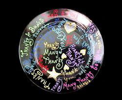 Colorful Thanks Design - Hand Painted - Dinner/Display Plate - 10 inch diametercolorful 