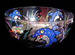 Dazzling Dolphin Design - Hand Painted - Serving Bowl - 8 inch diameterdazzling 