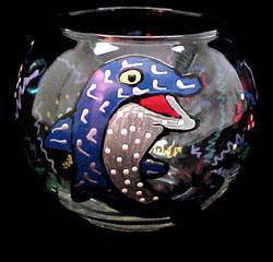 Dazzling Dolphin Design - Hand Painted - 19 oz. Bubble Ball with candledazzling 