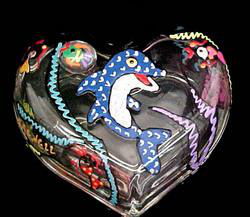 Dazzling Dolphin Design - Hand Painted - Heart Shaped Box - 2 pieces - 4.5 inch diameterdazzling 