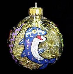 Dazzling Dolphin Design - Hand Painted - Heavy Glass Ornament - 3.25 inch diameter.dazzling 