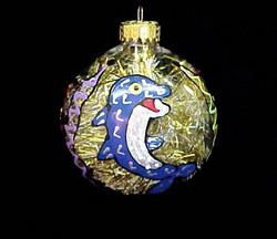 Dazzling Dolphin Design - Hand Painted - Heavy Glass Ornament - 2.75 inch diameter.dazzling 