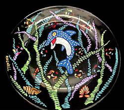 Dazzling Dolphin Design - Hand Painted - Snack/Cake Plate - 7 inch diameterdazzling 