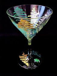 Fanciful Forest Design - Hand Painted - Grande Martini - 10 oz.fanciful 
