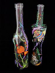 Fantasy Fish Design - Hand Painted - All Purpose 16 oz. and V Bottles with pour spoutsfantasy 
